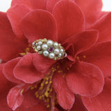 15K Gold Early Victorian Flower Ring with Pearl and Ruby Kirsten's Corner