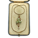 15K Gold Art Nouveau Plique-à-Jour Diamond and Pearl Necklace Necklace Kirsten's Corner