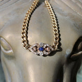 Victorian 14K Gold Curb Link Diamond and Sapphire Necklace Kirsten's Corner