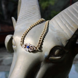 Victorian 14K Gold Curb Link Diamond and Sapphire Necklace Kirsten's Corner