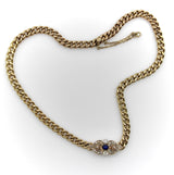 Victorian 14K Gold Curb Link Diamond and Sapphire Necklace Kirsten's Corner