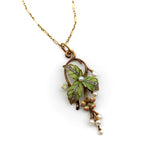 15K Gold Art Nouveau Plique-à-Jour Diamond and Pearl Necklace Necklace Kirsten's Corner