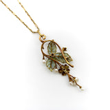 15K Gold Art Nouveau Plique-à-Jour Diamond and Pearl Necklace Necklace Kirsten's Corner