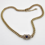 Victorian 14K Gold Curb Link Diamond and Sapphire Necklace Kirsten's Corner
