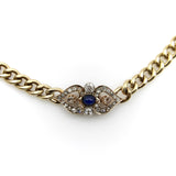 Victorian 14K Gold Curb Link Diamond and Sapphire Necklace Kirsten's Corner