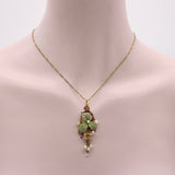 15K Gold Art Nouveau Plique-à-Jour Diamond and Pearl Necklace Necklace Kirsten's Corner