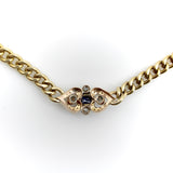 Victorian 14K Gold Curb Link Diamond and Sapphire Necklace Kirsten's Corner
