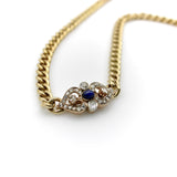 Victorian 14K Gold Curb Link Diamond and Sapphire Necklace Kirsten's Corner