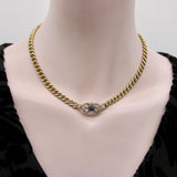 Victorian 14K Gold Curb Link Diamond and Sapphire Necklace Kirsten's Corner