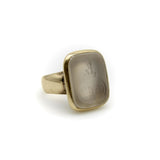 Victorian 14K Gold Family Crest Intaglio Ring of Stag in Quartz Stone Kirsten's Corner