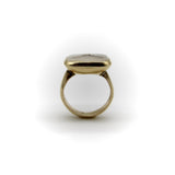 Victorian 14K Gold Family Crest Intaglio Ring of Stag in Quartz Stone Kirsten's Corner