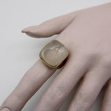 Victorian 14K Gold Family Crest Intaglio Ring of Stag in Quartz Stone Kirsten's Corner