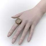 Victorian 14K Gold Family Crest Intaglio Ring of Stag in Quartz Stone Kirsten's Corner
