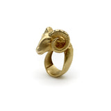 14K Gold Ram’s Head Ring with Citrine Kirsten's Corner