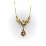 Victorian 14K Gold Filigree and Old European Cut Diamond Pendant Necklace Necklace Kirsten's Corner