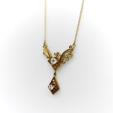 Victorian 14K Gold Filigree and Old European Cut Diamond Pendant Necklace Necklace Kirsten's Corner