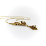 Victorian 14K Gold Filigree and Old European Cut Diamond Pendant Necklace Necklace Kirsten's Corner