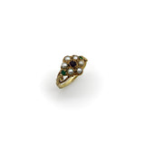 12K Gold Early Victorian Flower Ring with Garnet, Emeralds, and Pearls Ring Kirsten's Corner
