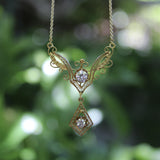 Victorian 14K Gold Filigree and Old European Cut Diamond Pendant Necklace Necklace Kirsten's Corner