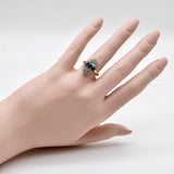 Victorian 18K Gold Rose Cut Diamond and Sapphire Navette Ring ring Kirsten's Corner