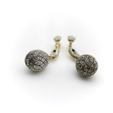 Soviet 18K Gold and Sterling Silver Vintage Micro Pave Diamond Egg Drop Earrings Earrings Kirsten's Corner