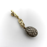 Soviet 18K Gold and Sterling Silver Vintage Micro Pave Diamond Egg Drop Earrings Earrings Kirsten's Corner