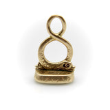14K Gold Georgian Double Dolphin Fob with Bloodstone Cartouche Kirsten's Corner