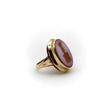 Victorian 14K Gold Banded Agate Intaglio Signet Ring Ring Kirsten's Corner
