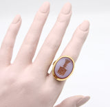 Victorian 14K Gold Banded Agate Intaglio Signet Ring Ring Kirsten's Corner