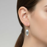 Signature 14K Gold Moonstone Cabochon Earrings with Shepherd Hooks Earrings Kirsten's Corner