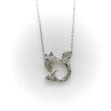 Retro Platinum Encrusted Squirrel Pendant with 14K White Gold Chain Necklace Kirsten's Corner