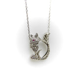 Retro Platinum Encrusted Squirrel Pendant with 14K White Gold Chain Necklace Kirsten's Corner