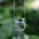 Retro Platinum Encrusted Squirrel Pendant with 14K White Gold Chain Necklace Kirsten's Corner