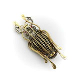 18K Gold and Sterling Silver Beetle Brooch with Rose Cut Diamonds, Onyx, and Ruby Brooch Kirsten's Corner