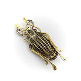18K Gold and Sterling Silver Beetle Brooch with Rose Cut Diamonds, Onyx, and Ruby Brooch Kirsten's Corner