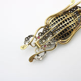18K Gold and Sterling Silver Beetle Brooch with Rose Cut Diamonds, Onyx, and Ruby Brooch Kirsten's Corner