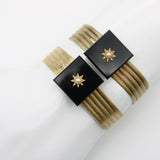 Victorian 12K Woven Gold Onyx and Pearl Matching Mourning Bracelets bracelets Kirsten's Corner Jewelry