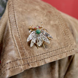 Victorian 14K Gold Rose Cut Diamond Winged “En Tremblant” Insect Brooch Kirsten's Corner