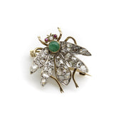 Victorian 14K Gold Rose Cut Diamond Winged “En Tremblant” Insect Brooch Kirsten's Corner