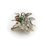 Victorian 14K Gold Rose Cut Diamond Winged “En Tremblant” Insect Brooch Kirsten's Corner