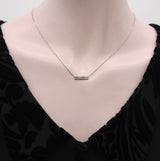 14K White Gold Bar Necklace with Diamond and Pink Tourmaline Necklace Kirsten's Corner