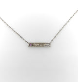 14K White Gold Bar Necklace with Diamond and Pink Tourmaline Necklace Kirsten's Corner