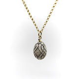 Soviet 18K Gold and Sterling Silver Vintage Micro Pave Diamond Egg Pendant Pendant Kirsten's Corner