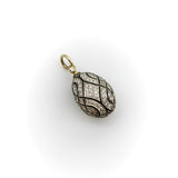 Soviet 18K Gold and Sterling Silver Vintage Micro Pave Diamond Egg Pendant Pendant Kirsten's Corner