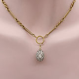 Soviet 18K Gold and Sterling Silver Vintage Micro Pave Diamond Egg Pendant Pendant Kirsten's Corner