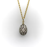 Soviet 18K Gold and Sterling Silver Vintage Micro Pave Diamond Egg Pendant Pendant Kirsten's Corner