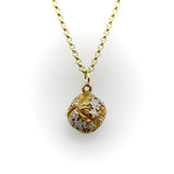 14K Gold Victorian Forget-Me-Not-Orb with Enamel pendant, Charm Kirsten's Corner
