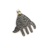 Vintage Berber Hand of Fatima/ Hamsa Sterling Silver Pendant with Abstract Motif Pendant Kirsten's Corner