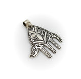 Vintage Berber Hand of Fatima/ Hamsa Sterling Silver Pendant with Abstract Motif Pendant Kirsten's Corner