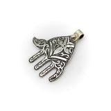 Vintage Berber Hand of Fatima/ Hamsa Sterling Silver Pendant with Abstract Motif Pendant Kirsten's Corner